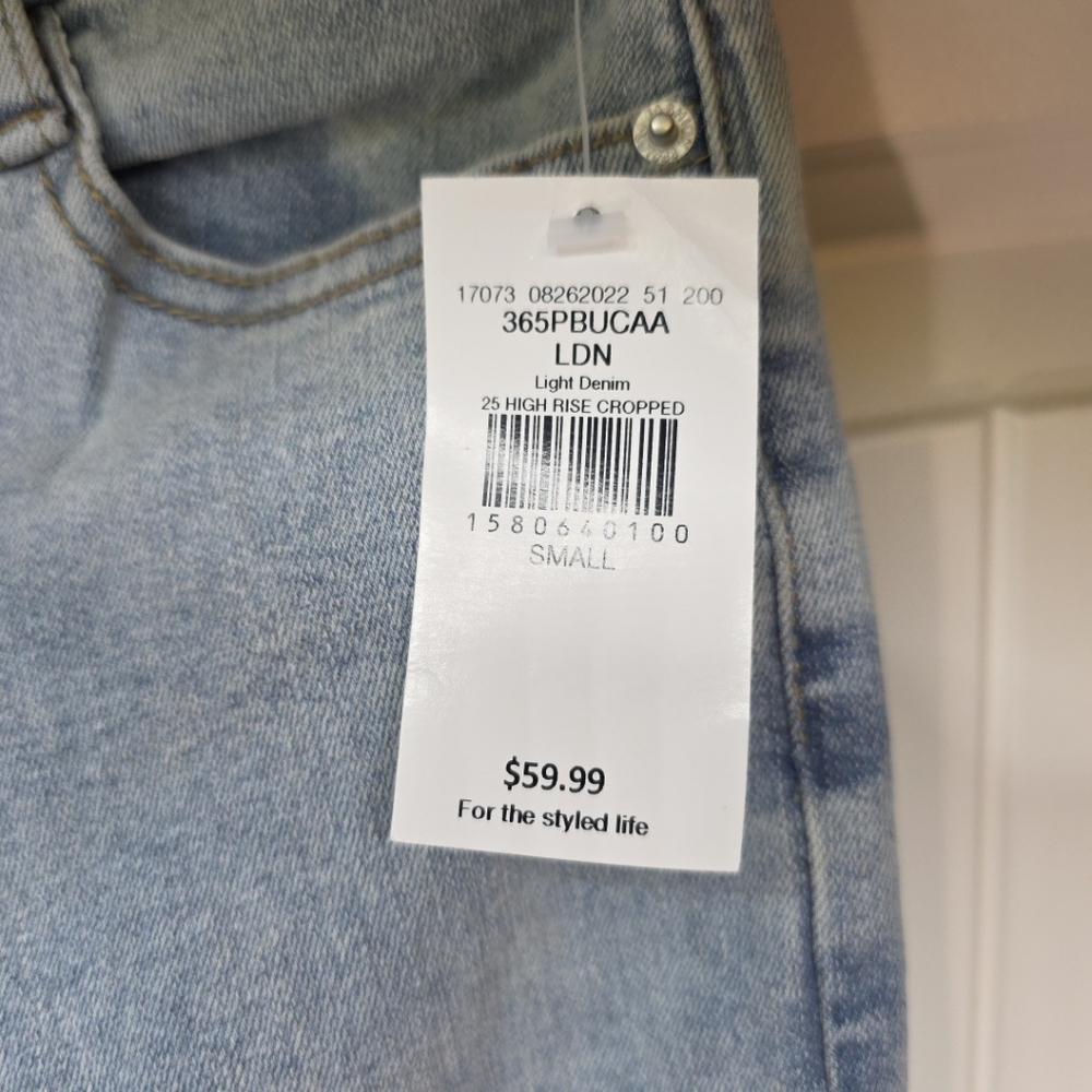 NWT Blue B Collection Rhinestone Fringe Denim Jeans Sz S Cropped High Rise - Picture 5 of 11